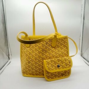 Goyard Yellow Designer Tote and Pouch Set Complete Authenticated
